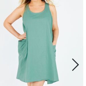 NWT! Eb & Ive Sage Green Serengeti Linen Oversized Shift Dress M/L